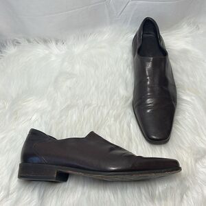 Donald J. Pliner Rex Brown Leather Slip On Dress Shoes Sz 12